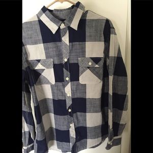 Stylish Blue & white casual button up